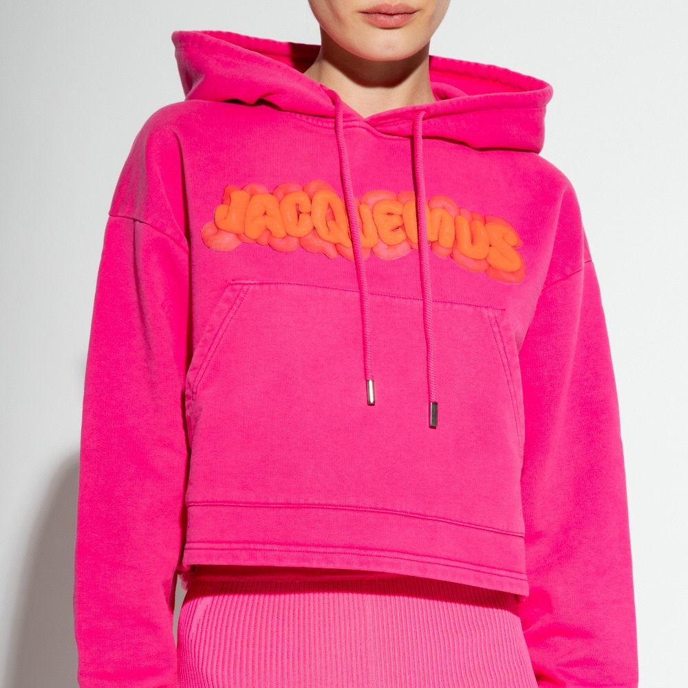 Jacquemus Le Sweatshirt Pate Clay Logo Cropped Hoodie 'Pink' NWOT